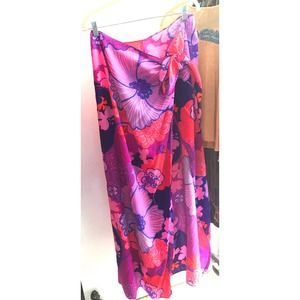 Vintage Bright Floral Sarong Purple Pink Red